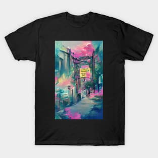 City Street Watercolor Dream Art T-Shirt